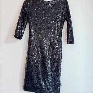Glamorous Black Sequin Long Sleeve Dress